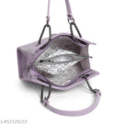 Allijo Women's Lavender Purple Boxy Sling Bag with Dual Interlocking Ring Hardware & Chain Strap Detail