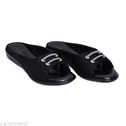 New glow walk women flat sandal and girls stylish flip flops black