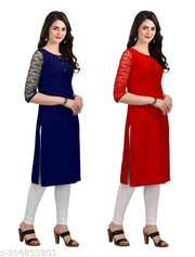 Women's Latest Design 3/4 Sleeve Combo Kurta for Daily Use Pack Of 2 Regular Fit Kurta