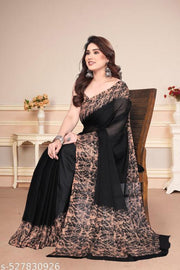 Women's Trendy Party Wear Chiffon Plain Saree