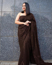 New Stylish Bollywood Georgette Sequince Saree For Women