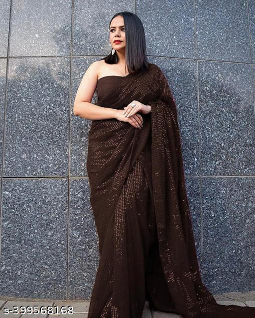 New Stylish Bollywood Georgette Sequince Saree For Women