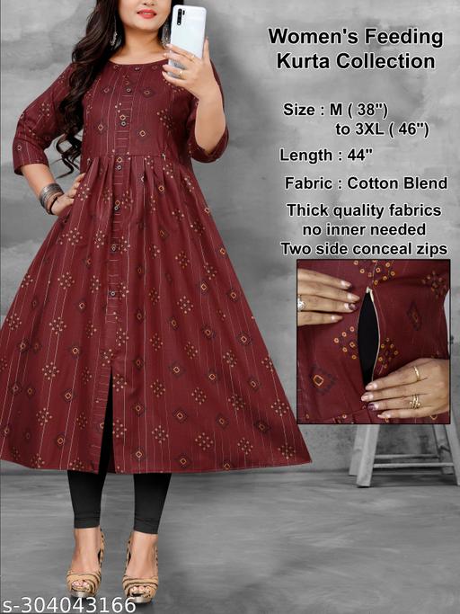 Maternity feeding cotton anarkali Printed kurta