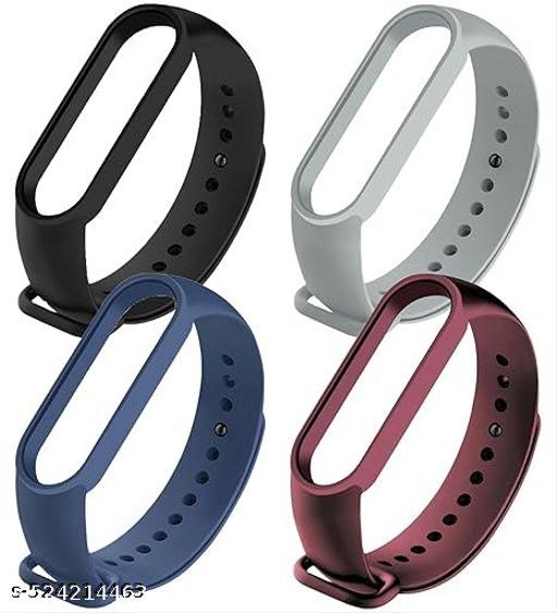 Silicone Watch Band for Mi Band 5, Mi Band 6 Waterproof, Durable, Comfortable, Sporty Strap Replacement Lightweight Pack of-4-Black,Navy,Grey,Wine