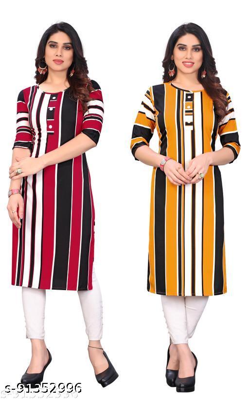 KILLARI Women Printed Straight Kurtis (Combo of 2)