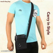 Premium Vintage Black Unisex Crossbody Sling Bag | Stylish Multi-Pocket Side Bag for Men & Women | Durable Travel & Office Sling