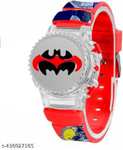 Digital Dial Cartoon Revolving Cap Glowing Light Cartoon Printed Strap Colorful Kids Watch for Boys & Girls /BATMAN