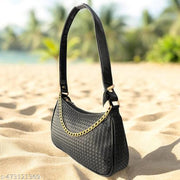 Wave Women's Handcrafted Vegan Leather Black Mini Shoulder Bag