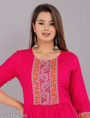 Rayon Urban365 Premium Nayara Cut Kurti/ printed Design Kurti for Women(Pink)