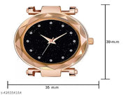 New Magnetic Strap Black Dial Analog Wrist Watch for Women's and Gilr's