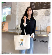 Travel Tote Bags For Women Girls Canvas Handbag Zipper Large Capacity Fashion Bag with Nice Day Girl Print can use at College Office