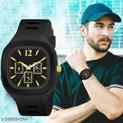 New Arrival Analogue Stylish Watch Square Silicon Strap for Men's & Boys| Fancy Men Analog Watches
