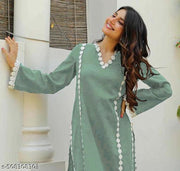 Trendy Gray Rayon Lace Kurta Set for Women | Stylish Ethnic Wear | Designer Kurti with Pajama | Party Wear & Daily Wear Suit | Festive & Office Wear