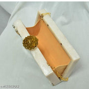 Off white Resin  clutch  in queen written