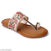 Kolhapuri style flats for women White
