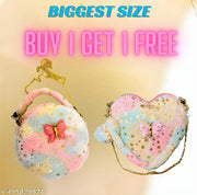 New Small Sling Bag for Girls Purse Combo for Women Fur Sling Bag Combo Heart Shape Bag