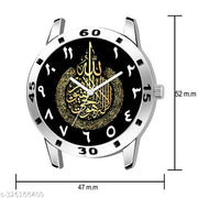 Red Robin Analogue ISLAMIC AYATULKURSI Design Round Black Dial Latest Fashion AVO SIL STEEL Strap Stylish Wrist Watch for Men and Boys, Pack of 1