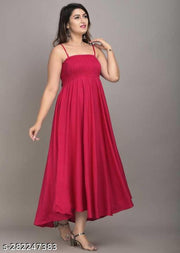 Anarkali Gown for Women and Girls Flared Sleeveless (Pink)