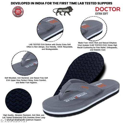 DOCTOR EXTRA SOFT D-32-Grey Men's Orthopaedic Diabetic Comfort Daily Use Slippers & Flipflops