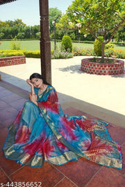 NEW FANCY ORGANZA SAREE  MULTY COLOUR SAREE