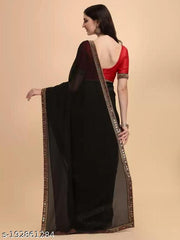 NEW GEORGETTE MIRROR LACE SAREE