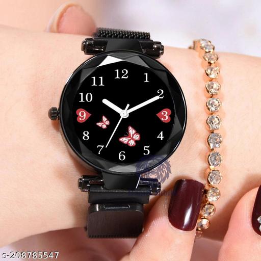 Only Single Watch Black Butterfly Girls Womens style Girls Hand Watch Luxury Design Magnetic Chain New Model Analog Women Watch - For Girls