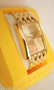Trendy Big Gold Square Watch For Men's