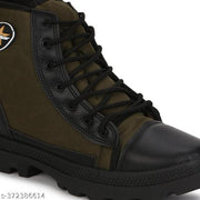 Stylish Olive Canvas Solid Walking Shoes For Men