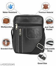 Vegan Leather Sling Bag, One Side Shoulder, Cash Bag, Cross Body, Chest Bag, Travel, Handbag, Office, Messenger Bag for Men, Women & Boys