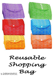 Nc Navarang  Set of 12 Foldable Reusable Bags Smiley Printed Bags