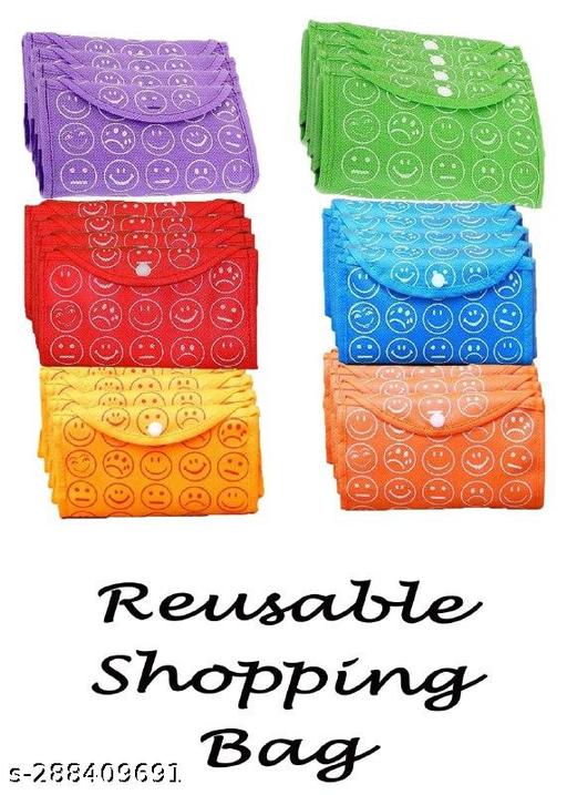 Nc Navarang  Set of 12 Foldable Reusable Bags Smiley Printed Bags