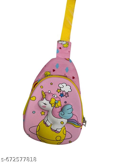 SPOCCO | UNICORN Kids Chest Bag Cartoon Print Bag for Kids One Side Shoulder Bag, Cross Body Bag for Kids, Travel Chest Bag, Sling Bag, Crossbody Chest Sling Bag, Gift for Boys Girls, crossbody bag perfect for travel, picnics, or playdates.