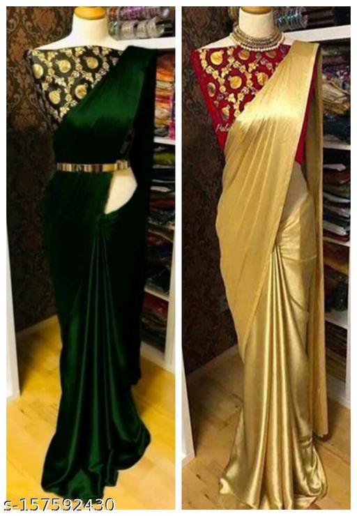 Latest Beautiful Satin Combo Saree with Jacquard Blouse