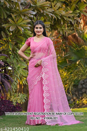 Bollywood Party Wear Sequence Organza Saree With Tassels and Latkans looking like a wow…