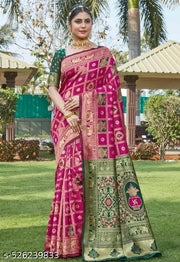 Riddhi Siddhii Creation Woven Kanjivaram Pink soft cotton Saree With Twirling Blouse Piece