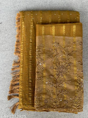 Gracefully Weightless Fabric Saree with Fancy Tassels & a Heavily Embroidered Blouse – A Perfect Blend of Comfortable & Glamour!