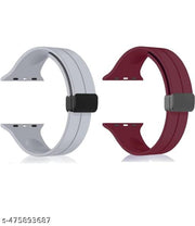 Soft Silicon Magnetic Smart Watch Strap Belt for Ultra Watch 49 mm, Series 8 / 7 45 mm, Series 6 / 5 / 4 44 mm, Series 3 / 2 / 1 42 mm, T800 Ultra, Watch 8 Ultra, i8 Pro Max, W26, T800 Smart Watch Strap Pack of 2(GREY, MEHRUN)