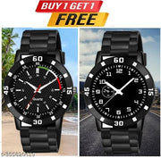 Watch Combo BUY 1 GET1FREE Black Designer Professional PU Analog Watch pack of 2