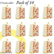 Non Stiched Autumn Theme Grocery Shopping Bag With handles , Autumn Print Shopping Bag, Seasonal Grocery Shopping Bag (Cream, Pack of 10)