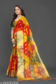 NEW FANCY ORGANZA SAREE  MULTY COLOUR SAREE