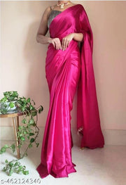 Plain Bollywood Satin, Silk Blend Saree