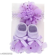 SYGA Baby Flower Hairband & Shoes Set  Soft, Comfortable Fit for Ages 0-1 Years | Ideal for Newborns & Toddlers(Purple)