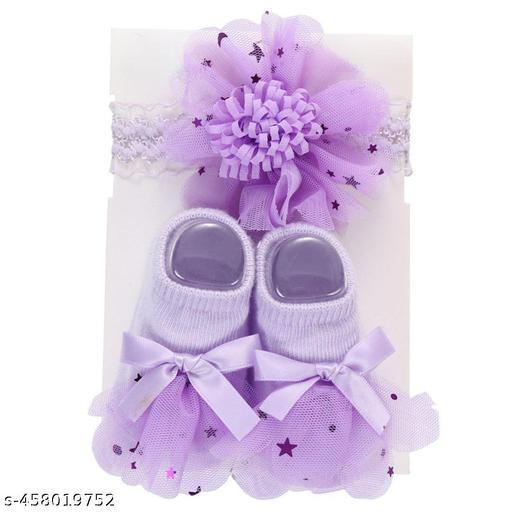 SYGA Baby Flower Hairband & Shoes Set  Soft, Comfortable Fit for Ages 0-1 Years | Ideal for Newborns & Toddlers(Purple)