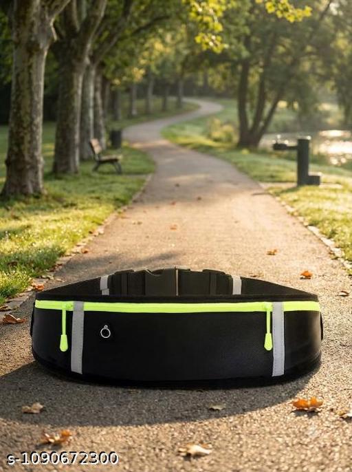 Running Waist Belt for Women & Men Sweat Rainproof Phone Holder with Adjustable Strap & 3 Pockets Headphone Hole WaistBag for All Kind of Phone-Sports, Yoga, Workout & Outdoor Activities- Black