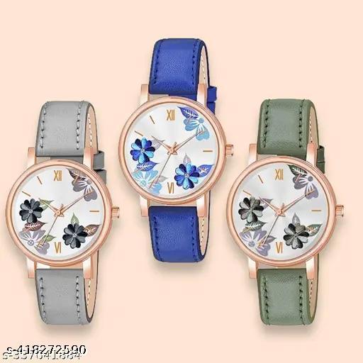 New Trendy Flower Dial Women Analog Watches combo Pack Of 3