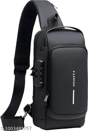 Waterproof Polyester Slim Unisex Crossbody Sling Bag Chest Backpack Men's Shoulder Bag, Leisure Travel Handbag, Hard Shell Anti-Theft Chest Bag