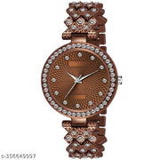 OHHO Special Edition Brown Dial & Brown Metal Bracelet Chain Analog Watch - For Women's-Ladies's-Girl's