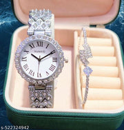 trendy New Arrival Stylish Attractive Ethnic Rose Silver Bracelet Look Analog Watch for Girls