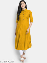 Women's Solid Rayon Kurtis