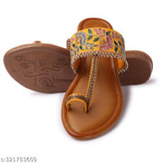 Kolhapuri style flats for women Yellow
